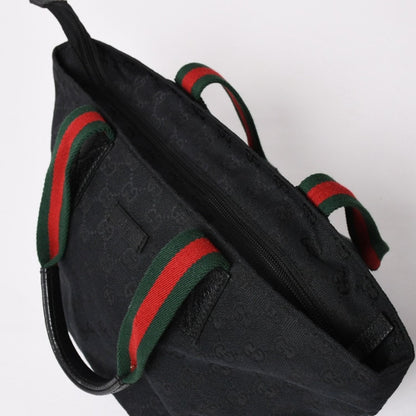 Gucci Sherry Line Hand Bag Handbag GG Canvas Black — view 8