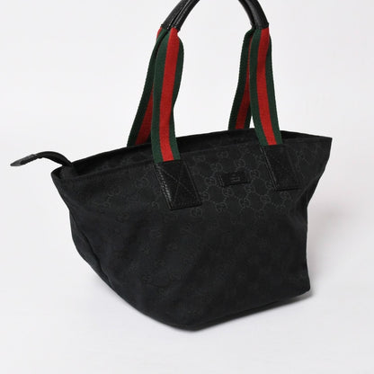 Gucci Sherry Line Hand Bag Handbag GG Canvas Black — view 3