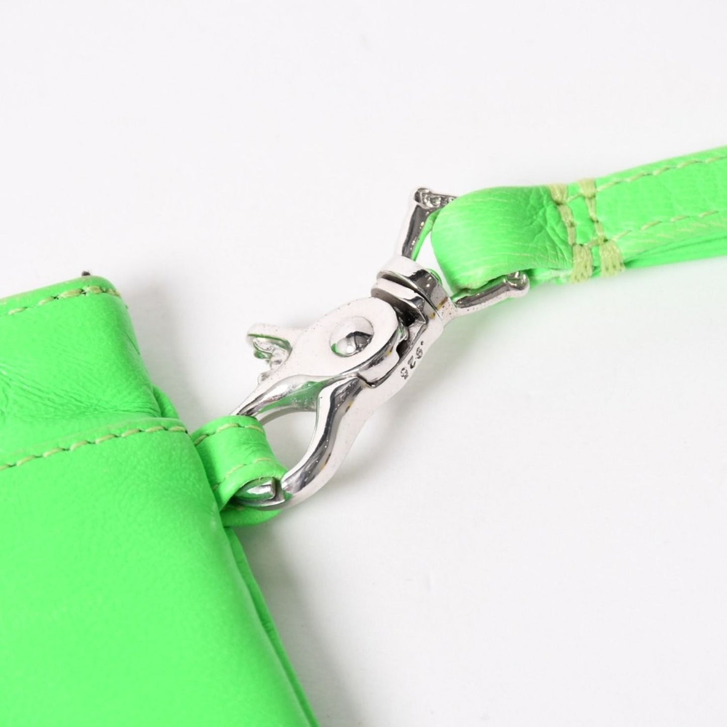 Chrome Hearts Zipper Change Purse Neon Green Leather 925 Sterling Silver Dagger — view 6