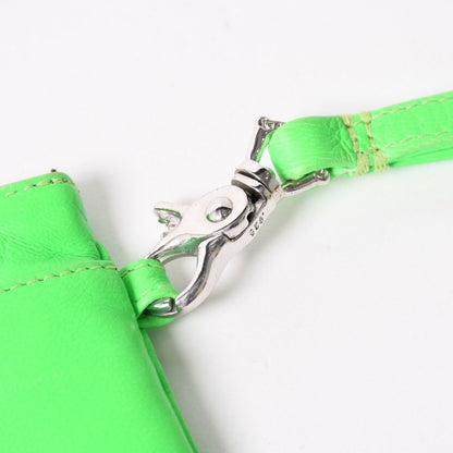 Chrome Hearts Zipper Change Purse Neon Green Leather 925 Sterling Silver Dagger — view 6