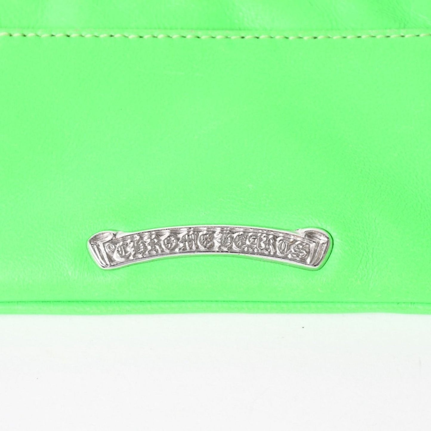Chrome Hearts Zipper Change Purse Neon Green Leather 925 Sterling Silver Dagger — view 5