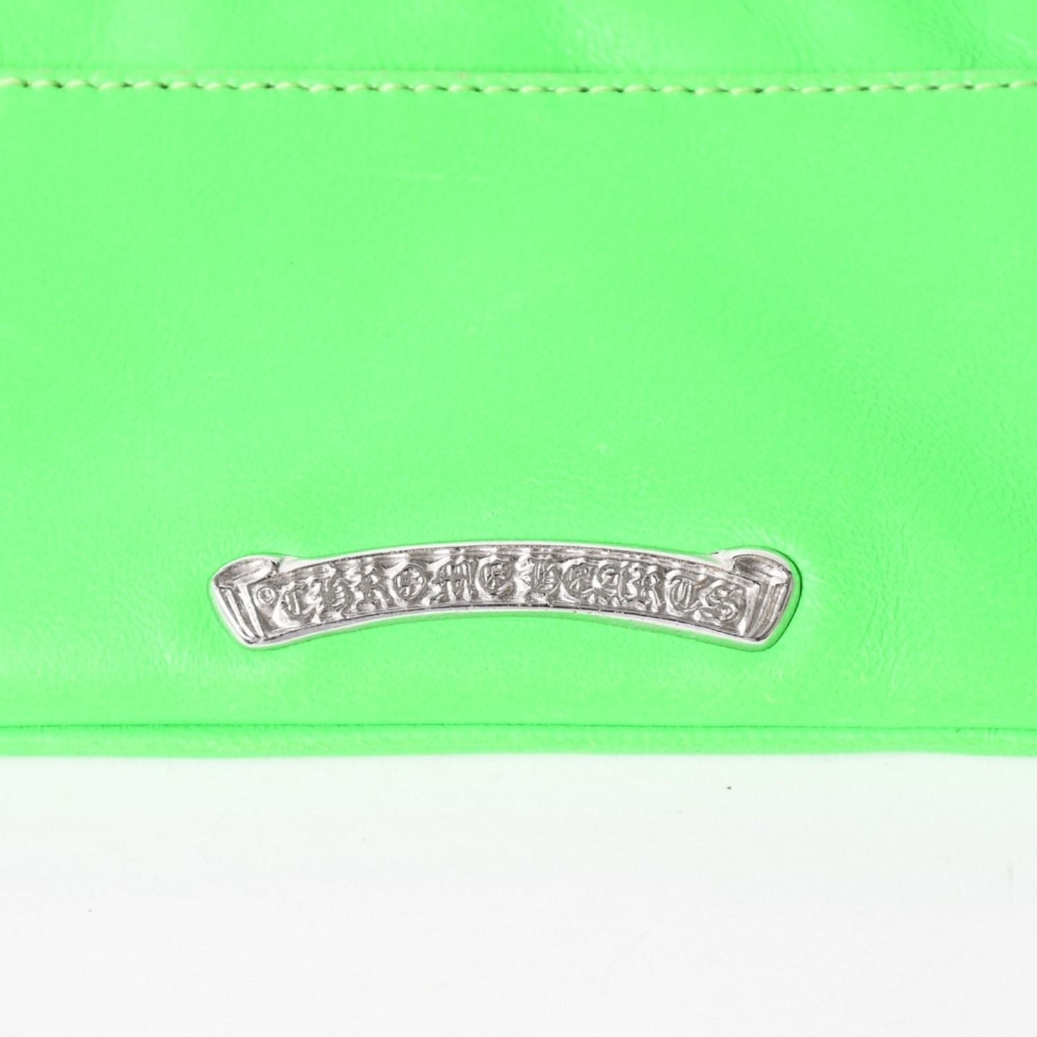 Chrome Hearts Zipper Change Purse Neon Green Leather 925 Sterling Silver Dagger — view 5