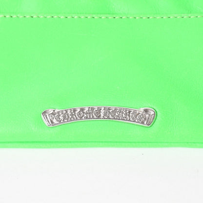 Chrome Hearts Zipper Change Purse Neon Green Leather 925 Sterling Silver Dagger — view 5