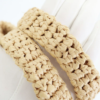 Prada Ten Crochet Tote Bag Raffia Natural Triangle Logo Basket — view 8