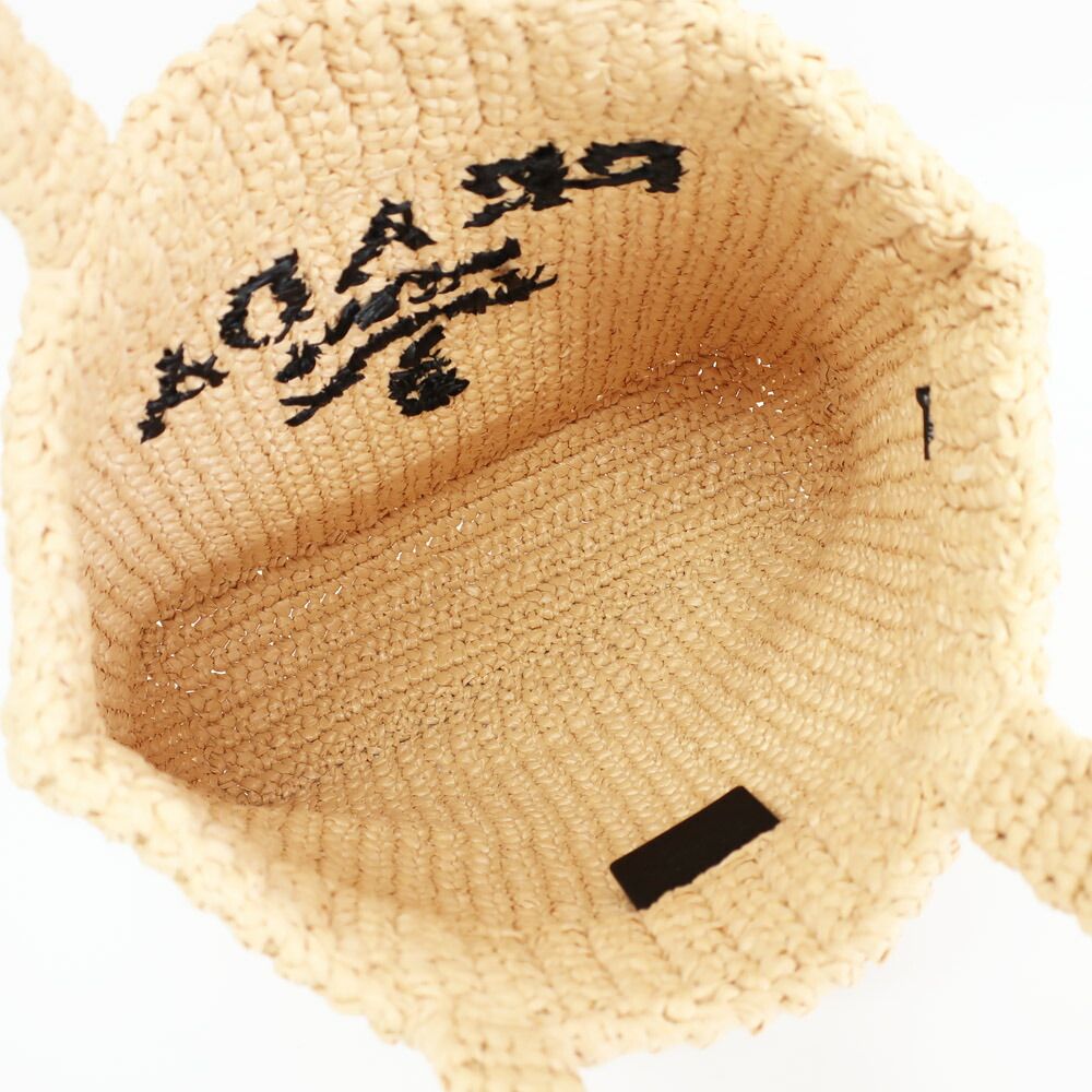 Prada Ten Crochet Tote Bag Raffia Natural Triangle Logo Basket — view 6