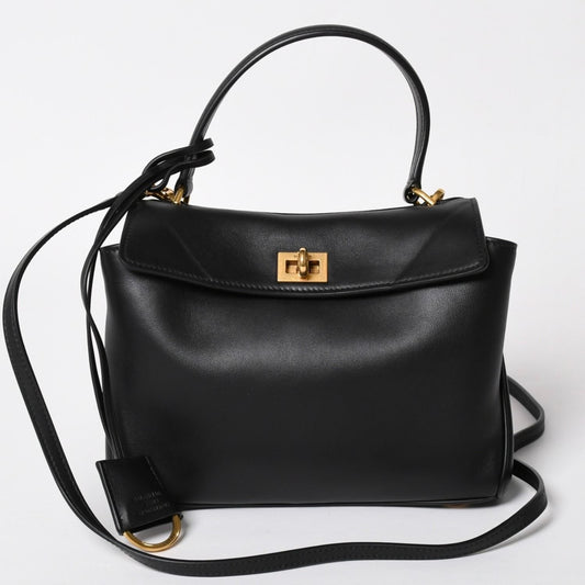 Balenciaga Rodeo 2-Way Shoulder Bag Calfskin Black Gold