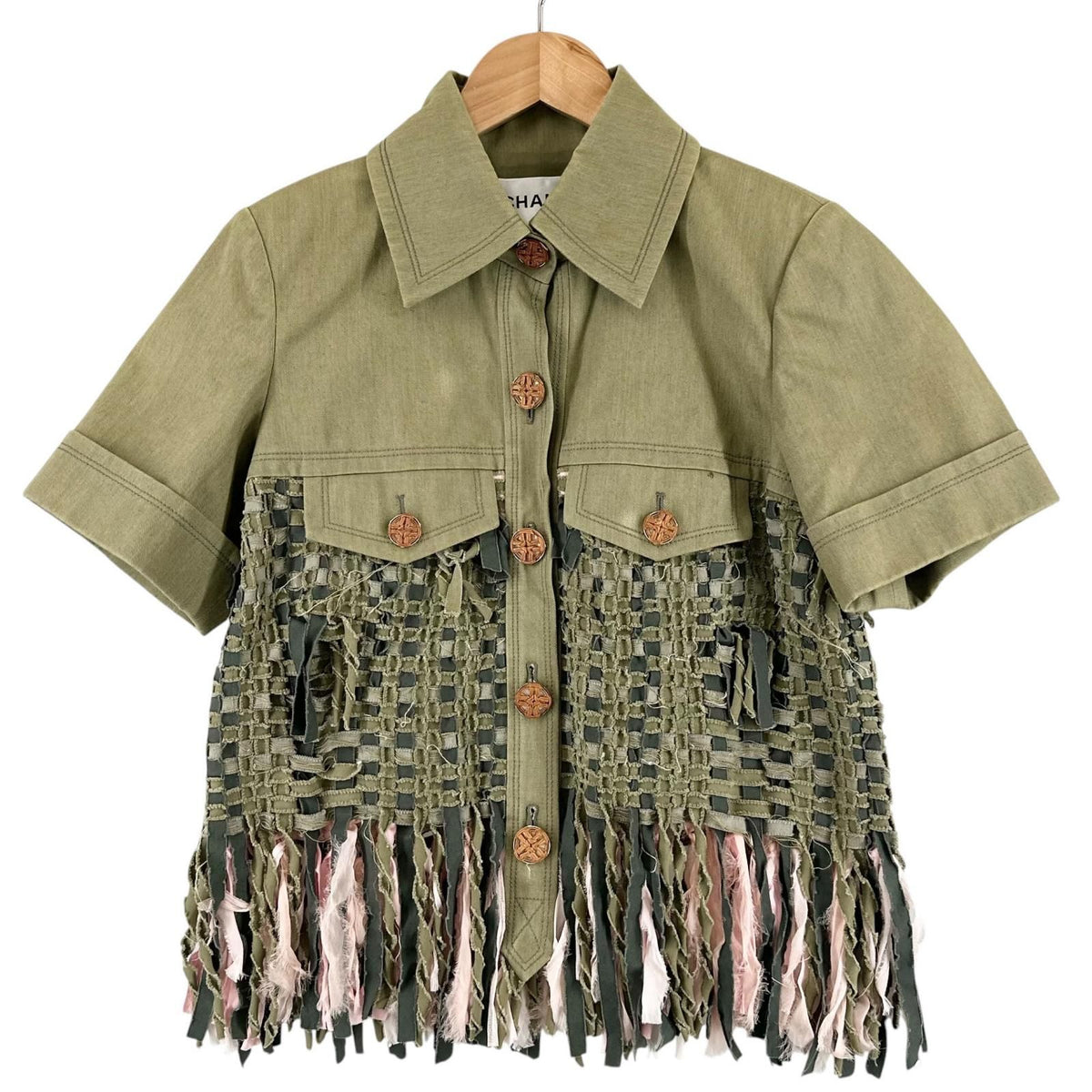 Chanel AW Military Jacket Cotton Khaki Coco Buttons 36
