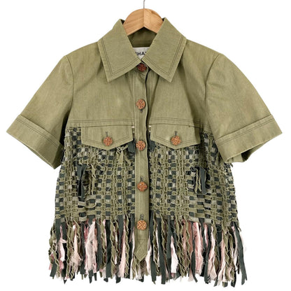 Chanel AW Military Jacket Cotton Khaki Coco Buttons 36
