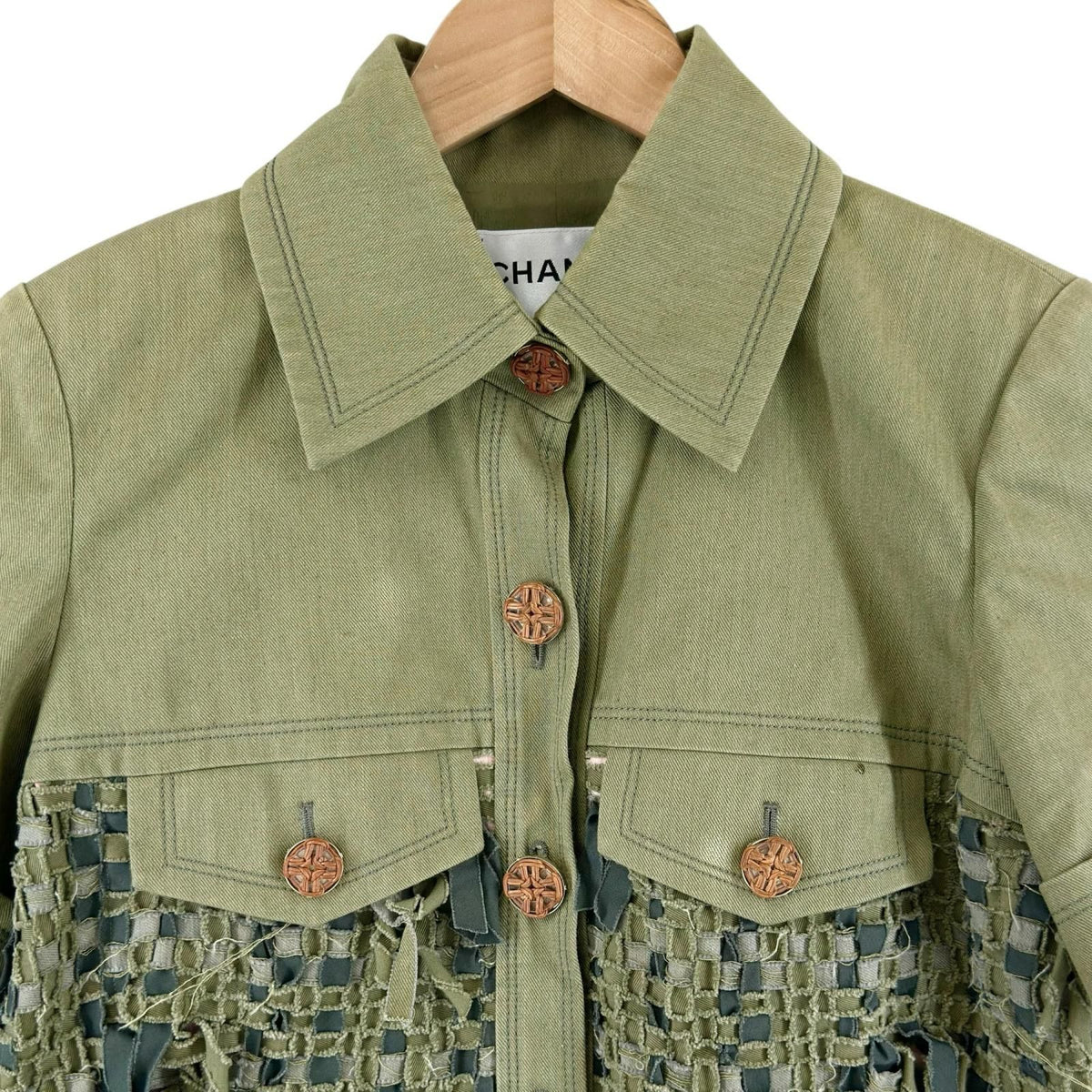 Chanel AW Military Jacket Cotton Khaki Coco Buttons 36 — view 4