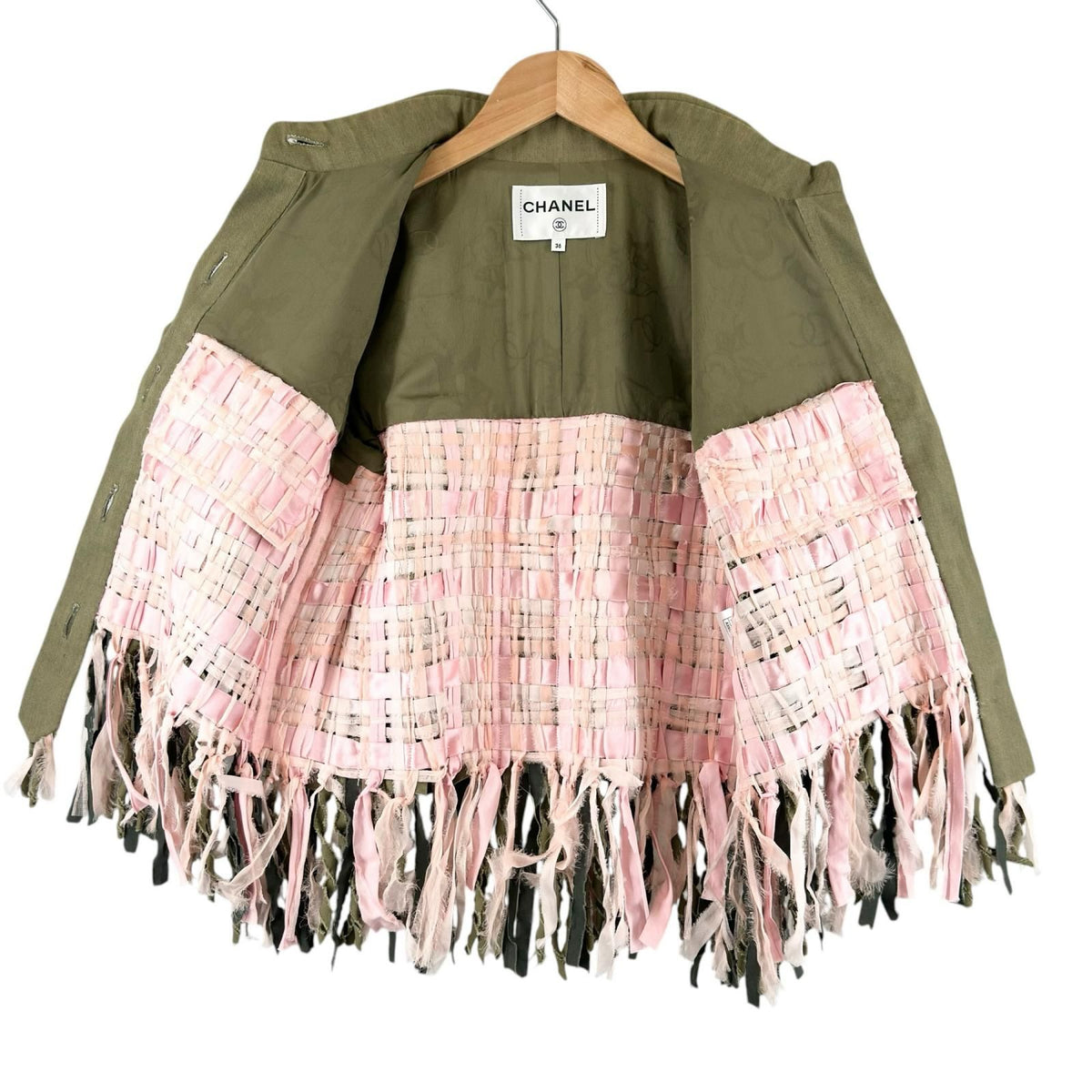 Chanel AW Military Jacket Cotton Khaki Coco Buttons 36 — view 3