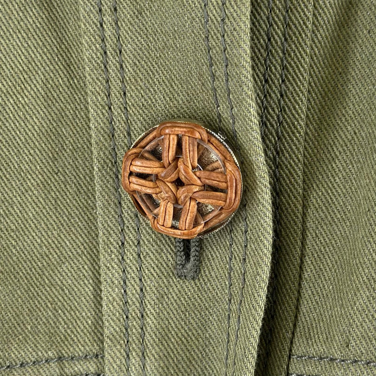 Chanel AW Military Jacket Cotton Khaki Coco Buttons 36 — view 7