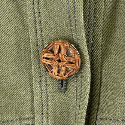 Chanel AW Military Jacket Cotton Khaki Coco Buttons 36 — view 7