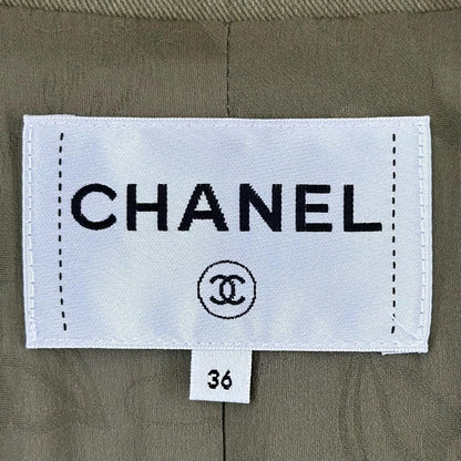 Chanel AW Military Jacket Cotton Khaki Coco Buttons 36 — view 8