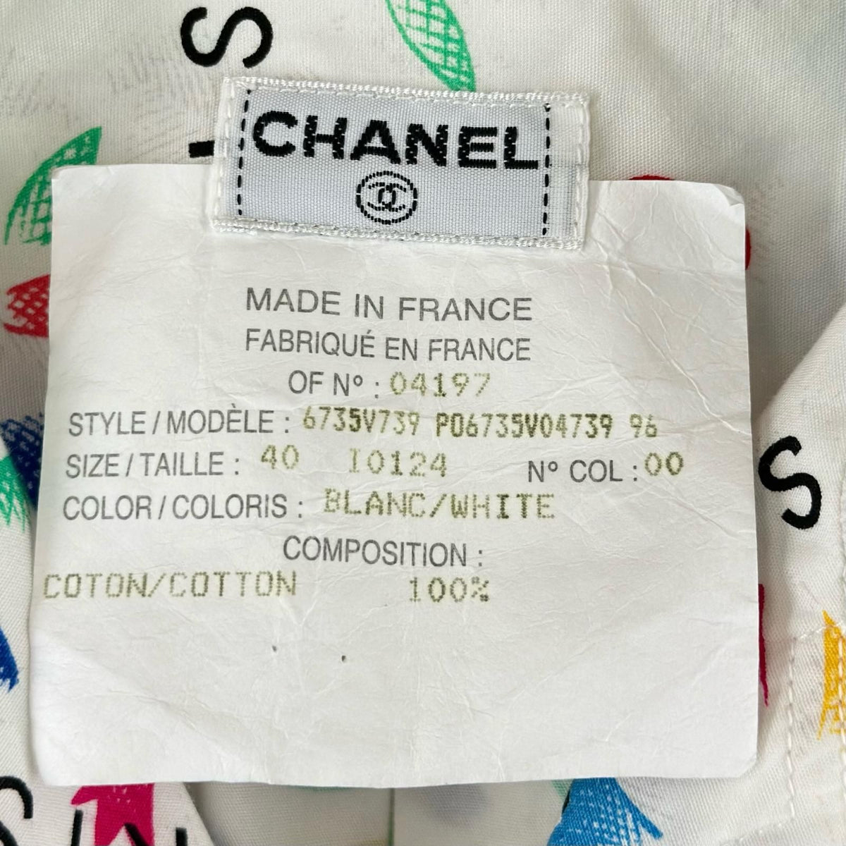 Chanel All Over Print SS Spring Summer Long Sleeve Shirt Cotton Multicolor 40 — view 7
