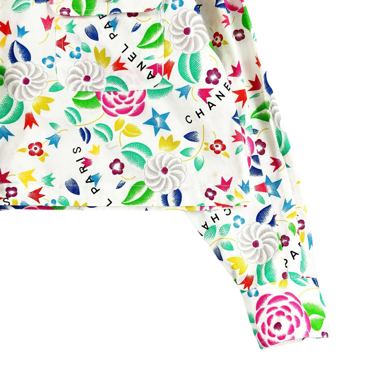 Chanel All Over Print SS Spring Summer Long Sleeve Shirt Cotton Multicolor 40 — view 4