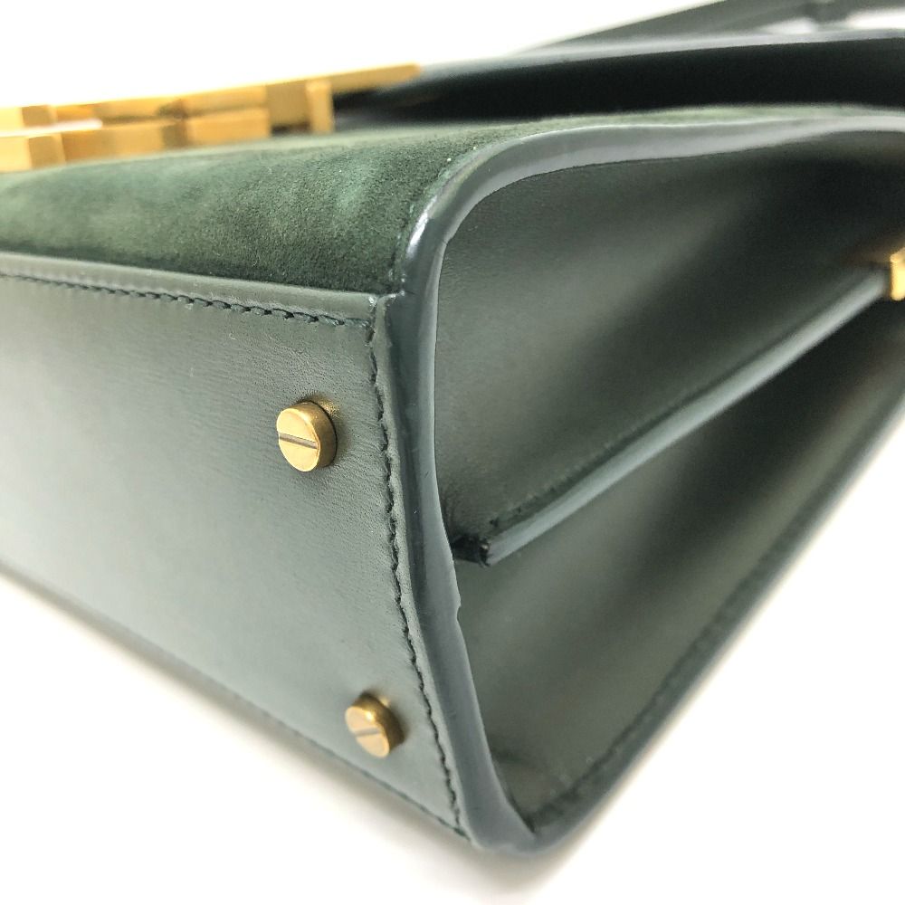 Saint Laurent Paris Handbag Cassandra Mini Top Handle Leather Suede Green — view 6