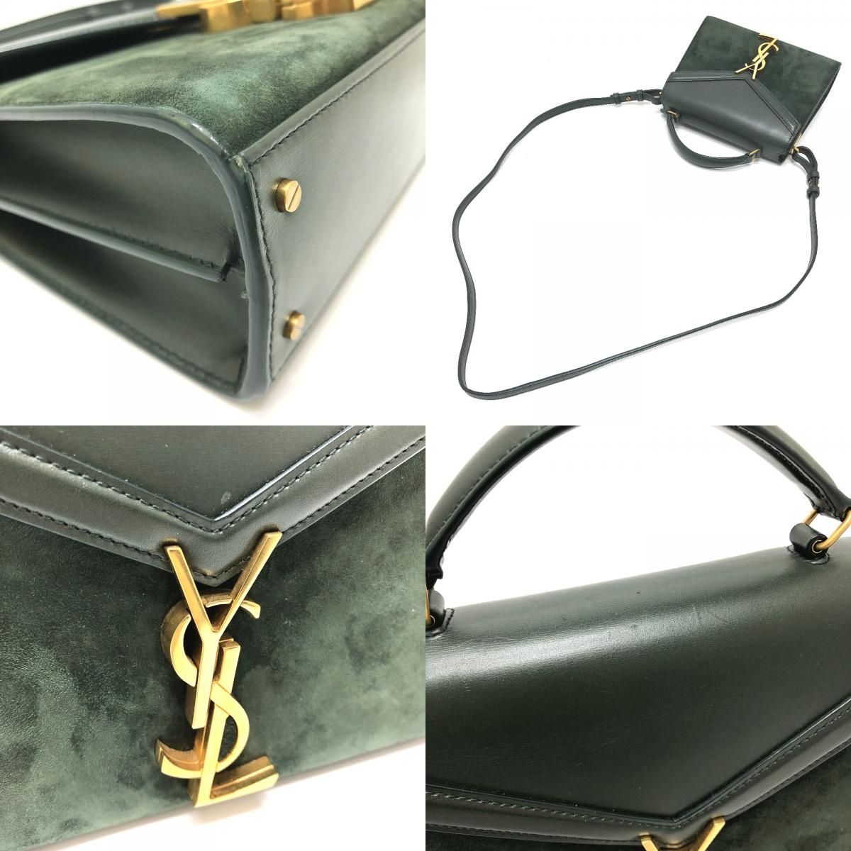 Saint Laurent Paris Handbag Cassandra Mini Top Handle Leather Suede Green — view 7