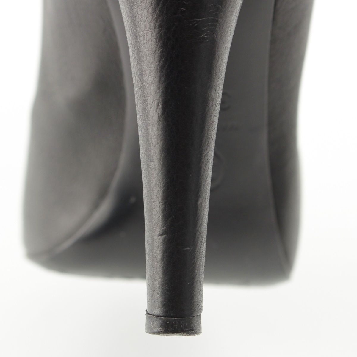 Chanel Leather Pearl Heels Long Boots Black 36.5C — view 7