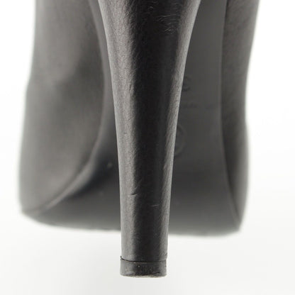 Chanel Leather Pearl Heels Long Boots Black 36.5C — view 7