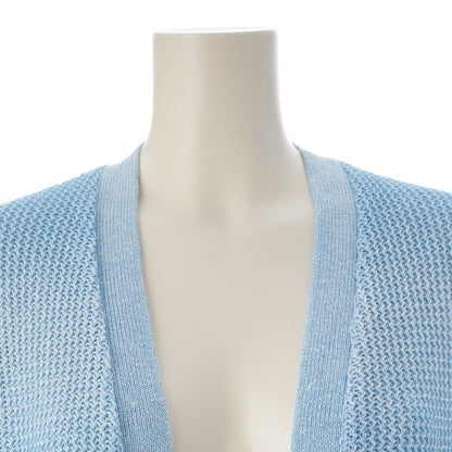 Chanel Linen Coco Button 4 Pocket Long Cardigan Light Blue 38 — view 5