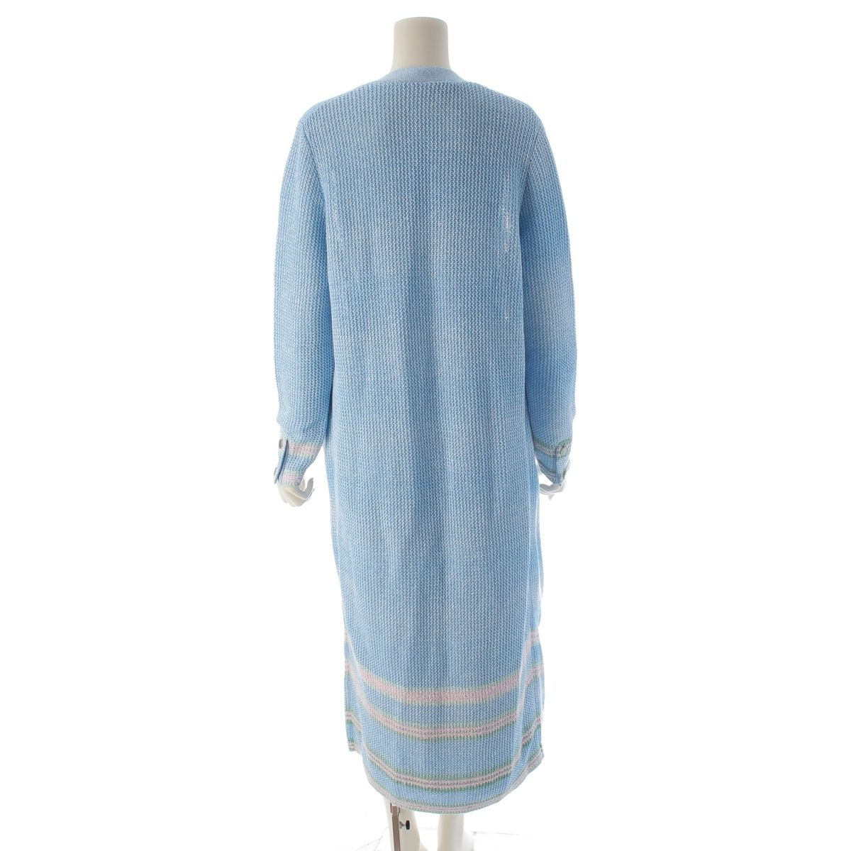 Chanel Linen Coco Button 4 Pocket Long Cardigan Light Blue 38 — view 4