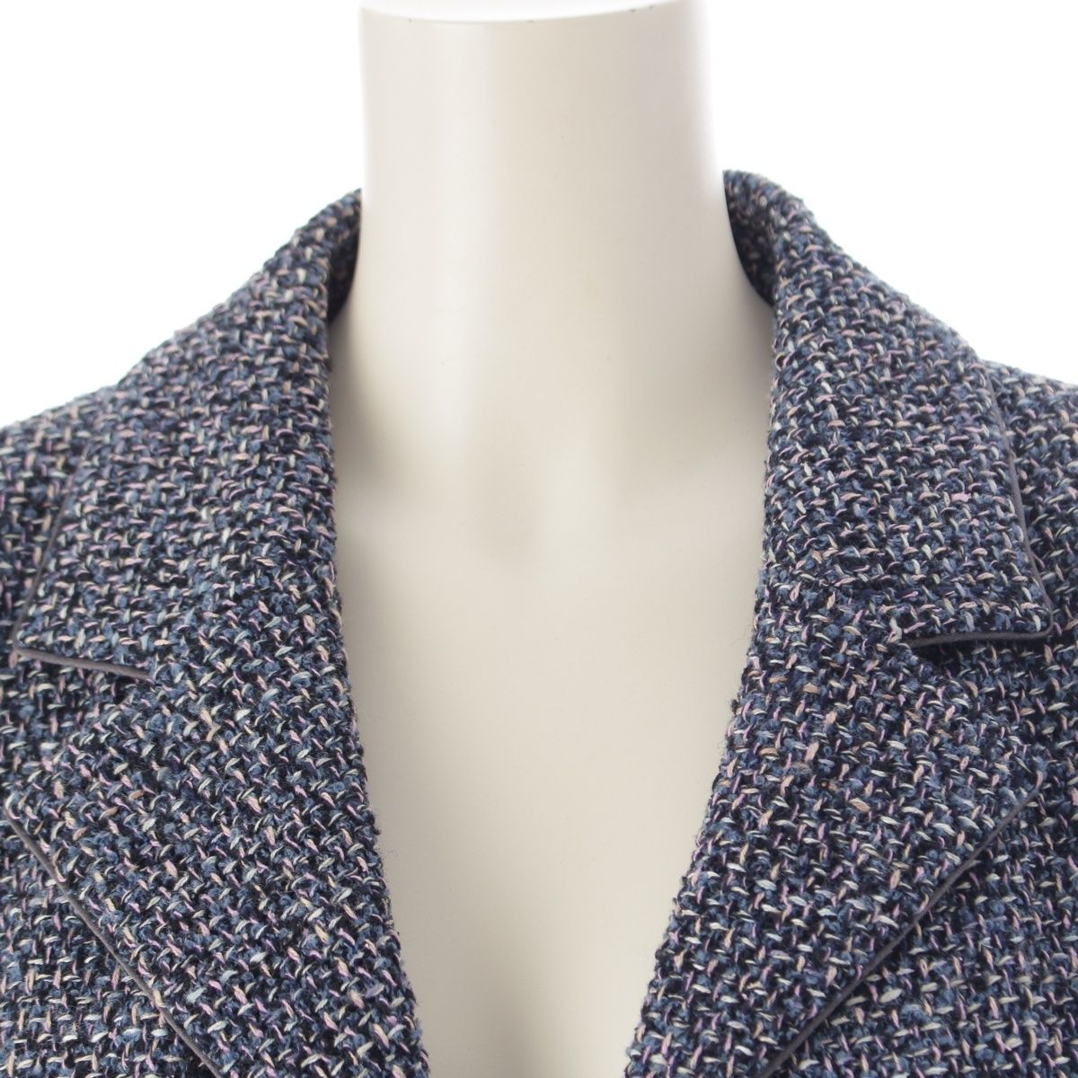 Chanel CC Logo Tweed Jacket Blue Pink 38 — view 6