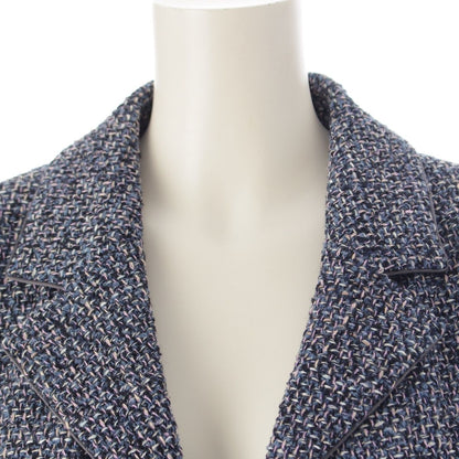 Chanel CC Logo Tweed Jacket Blue Pink 38 — view 6