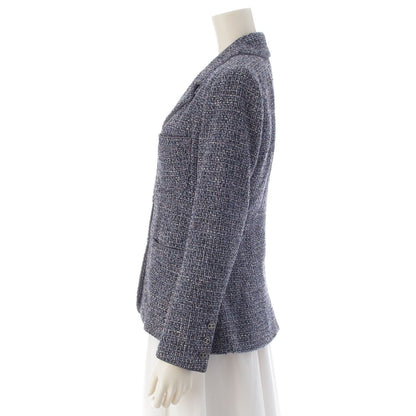 Chanel CC Logo Tweed Jacket Blue Pink 38 — view 3