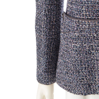 Chanel CC Logo Tweed Jacket Blue Pink 38 — view 5