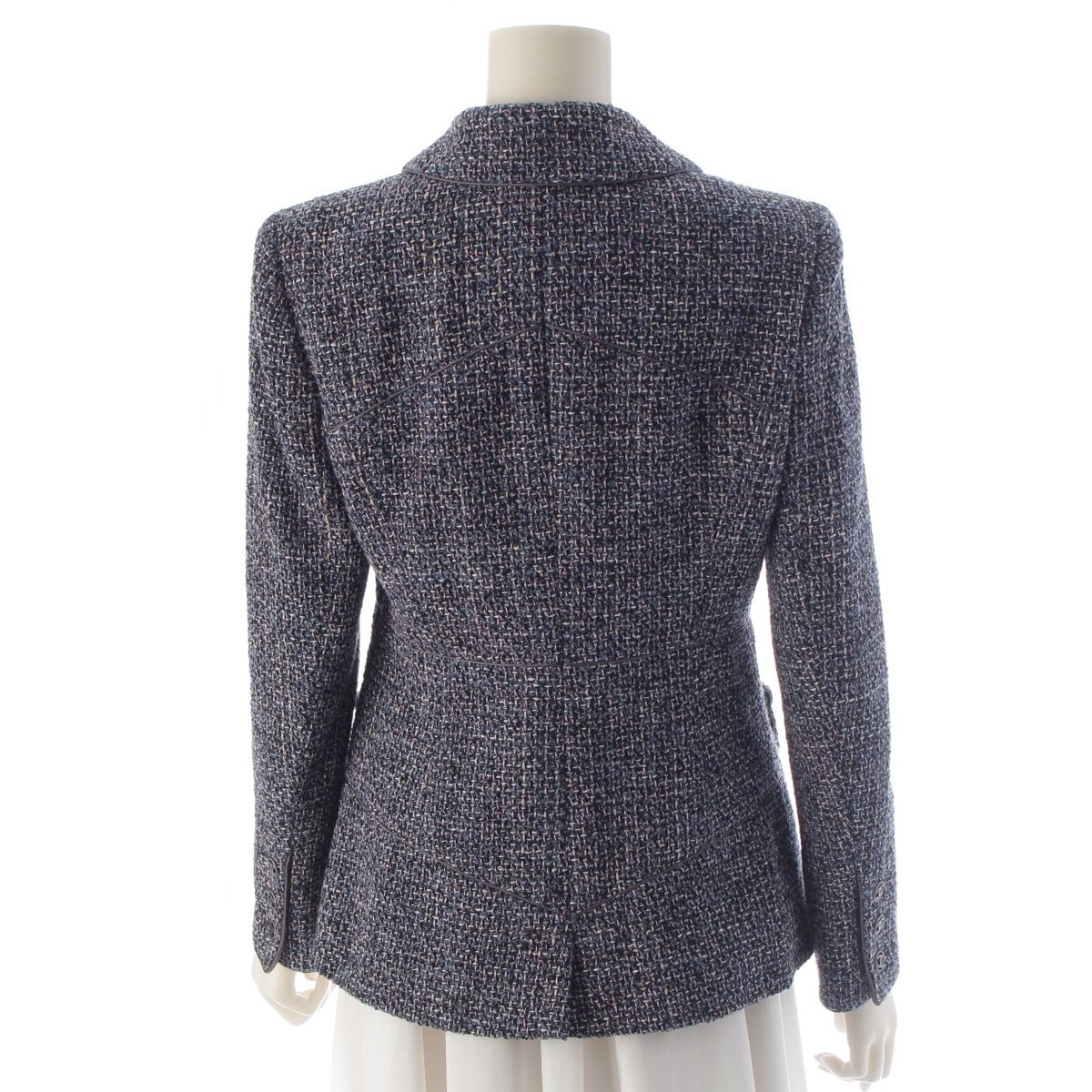 Chanel CC Logo Tweed Jacket Blue Pink 38 — view 4