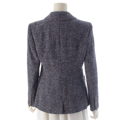 Chanel CC Logo Tweed Jacket Blue Pink 38 — view 4