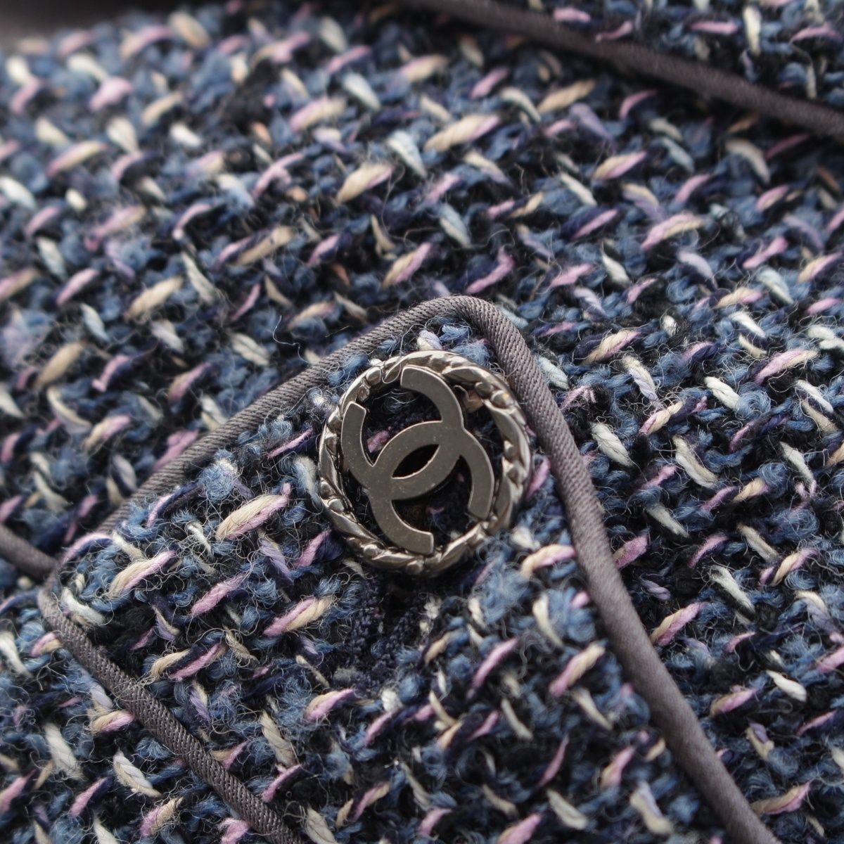 Chanel CC Logo Tweed Jacket Blue Pink 38 — view 8