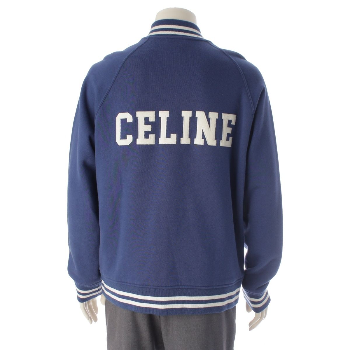 Celine Cotton Logo Teddy Tailored Jacket Varsity Blue — view 4