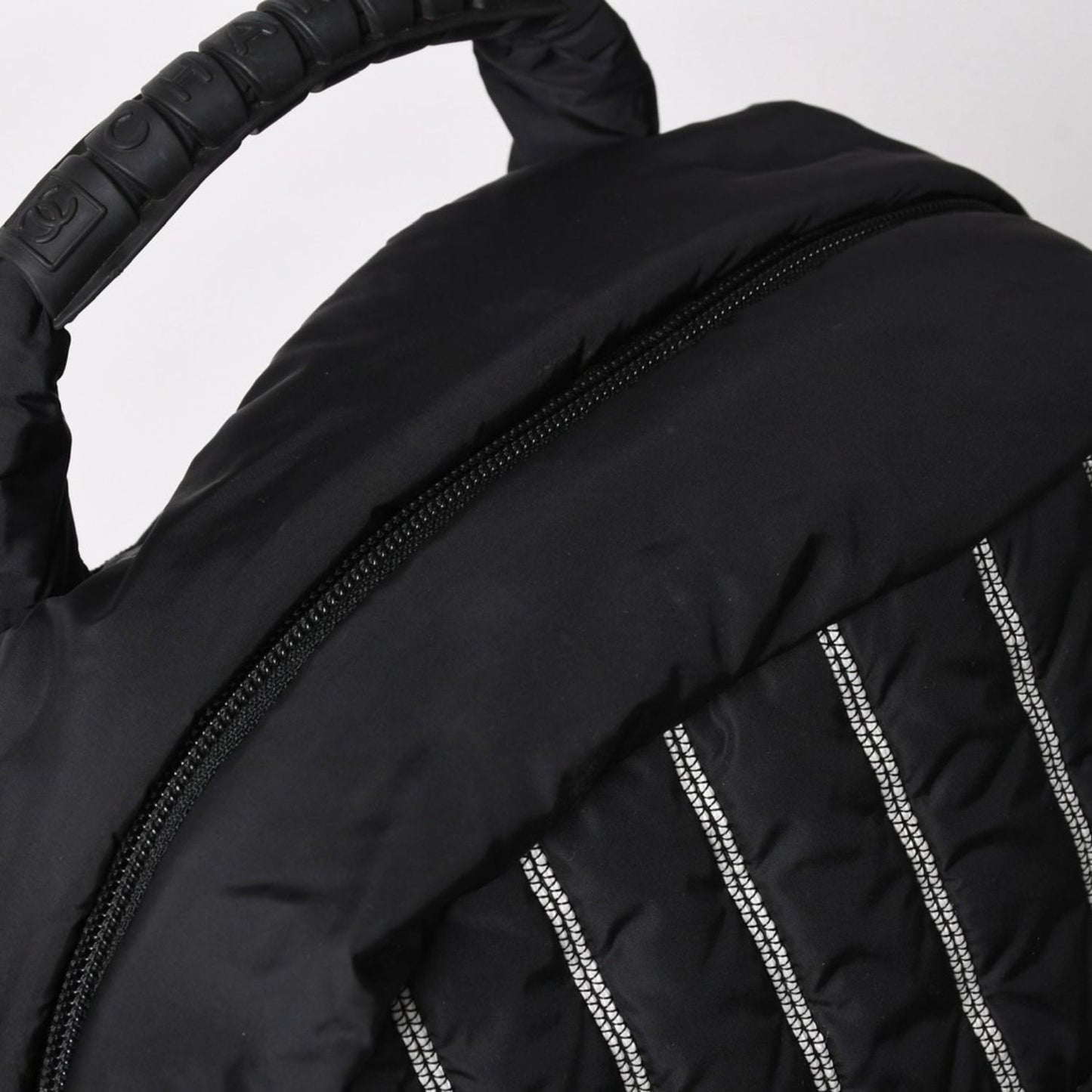 Chanel Sports Line Backpack CC Logo Nylon Stitch Black White — view 5