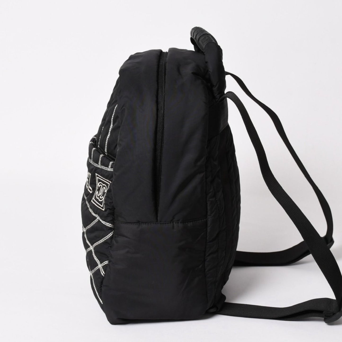 Chanel Sports Line Backpack CC Logo Nylon Stitch Black White — view 4