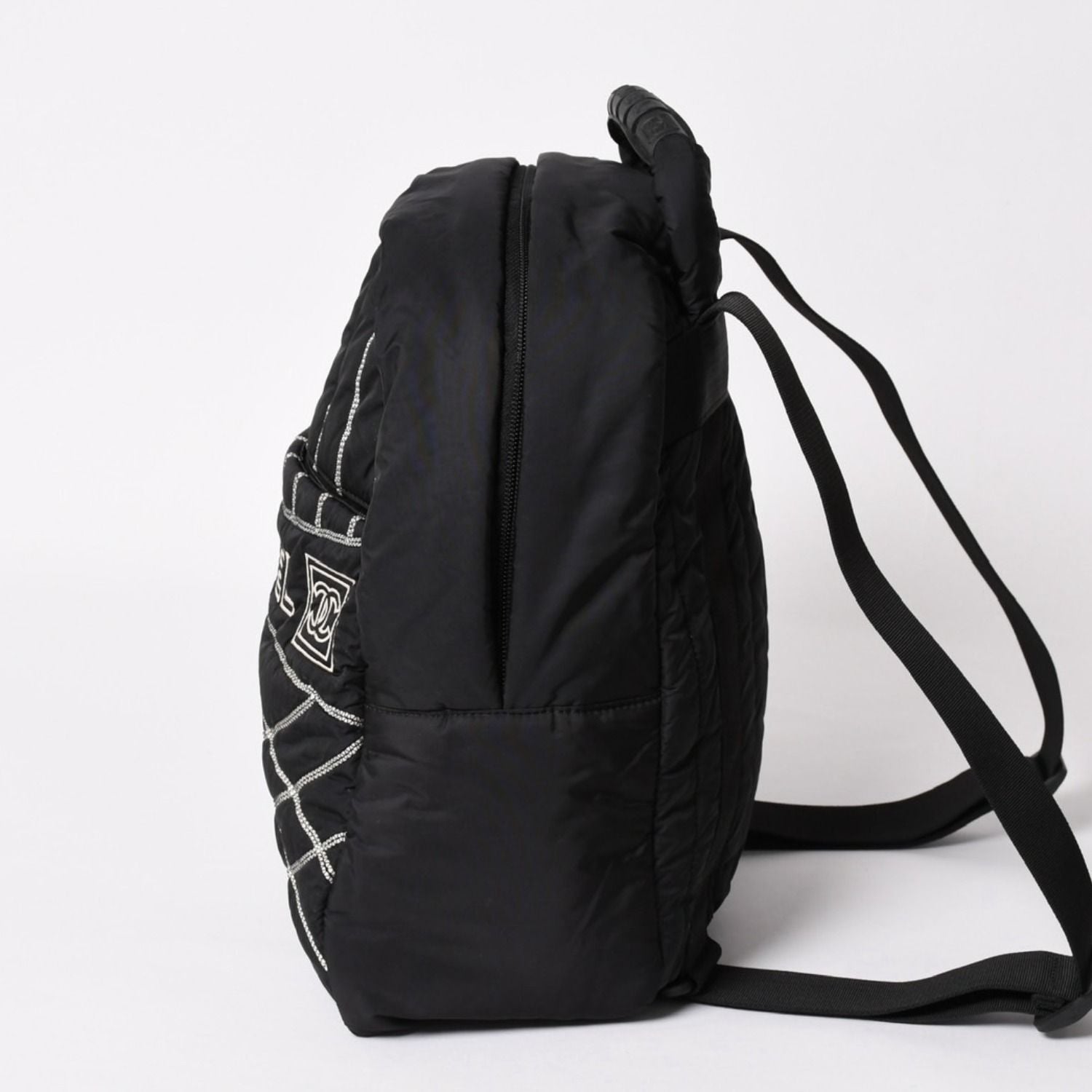 Chanel Sports Line Backpack CC Logo Nylon Stitch Black White — view 4