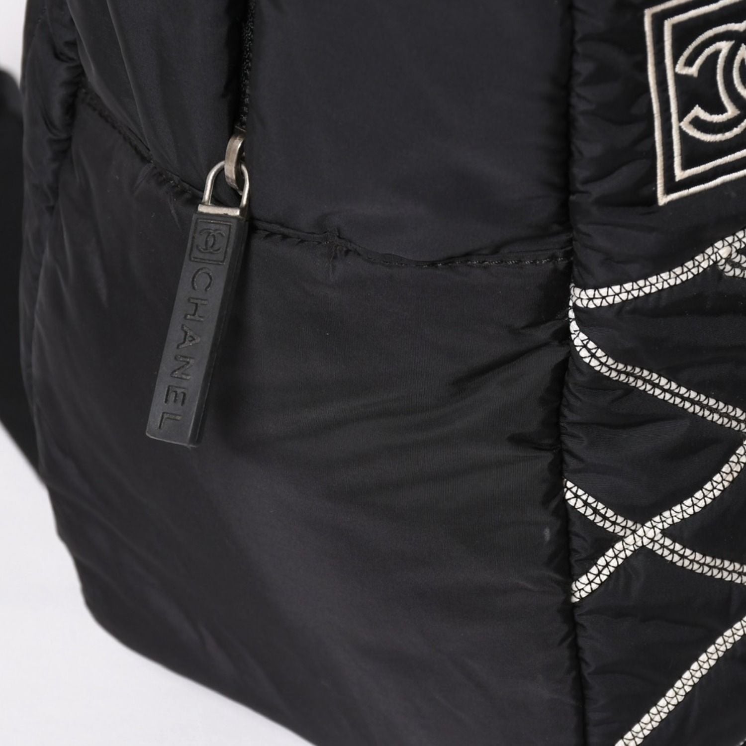 Chanel Sports Line Backpack CC Logo Nylon Stitch Black White — view 8