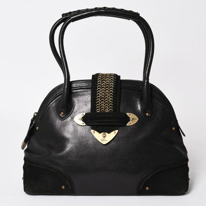 Dior Jeanne Handbag Calfskin Suede Galliano Era Metal Plate Studs Gold