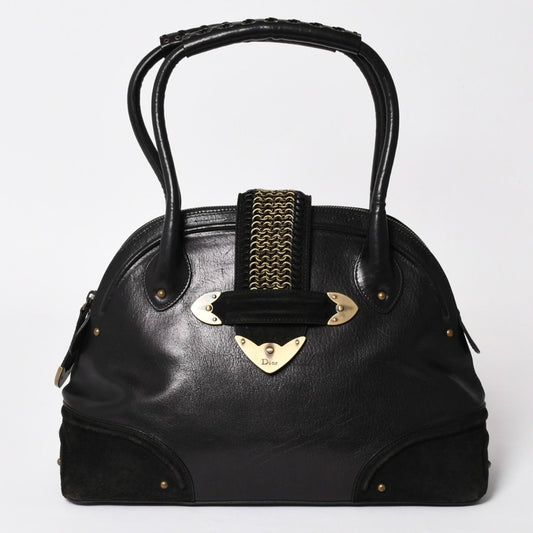Dior Jeanne Handbag Calfskin Suede Galliano Era Metal Plate Studs Gold