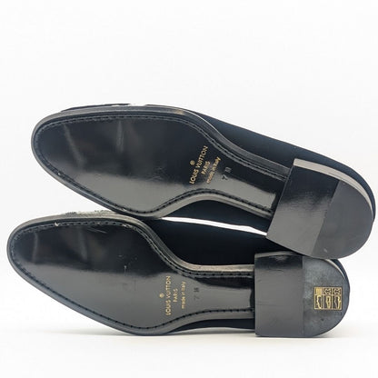 Louis Vuitton Chapman Brazza Auteuil Loafers Black Velvet Velour Embroidery — view 7