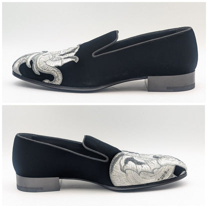 Louis Vuitton Chapman Brazza Auteuil Loafers Black Velvet Velour Embroidery — view 2