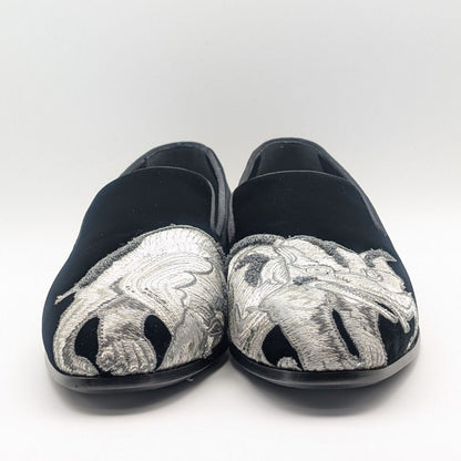 Louis Vuitton Chapman Brazza Auteuil Loafers Black Velvet Velour Embroidery — view 3