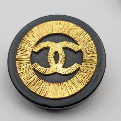 Chanel Earrings CC Logo Gold Black Large Round Vintage — view 2