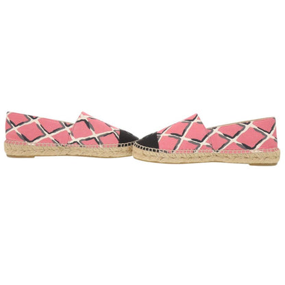 Chanel Espadrilles CC Logo Canvas Hemp Pink Black Flat Shoes Slip On 38 — view 5