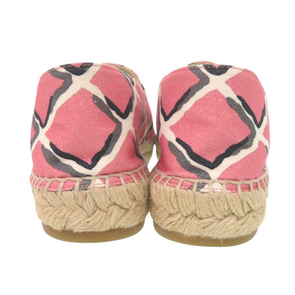 Chanel Espadrilles CC Logo Canvas Hemp Pink Black Flat Shoes Slip On 38 — view 3