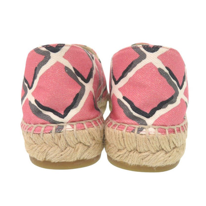 Chanel Espadrilles CC Logo Canvas Hemp Pink Black Flat Shoes Slip On 38 — view 3