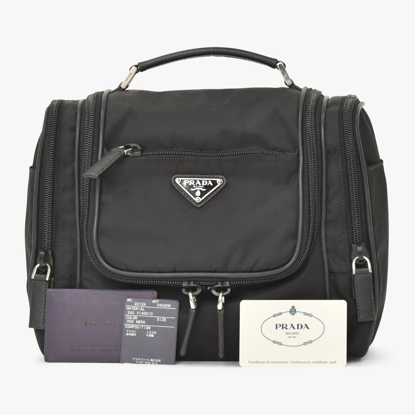 Prada Re-Nylon Travel Bag Carry on Pouch Nylon Saffiano Leather Triangle Logo
