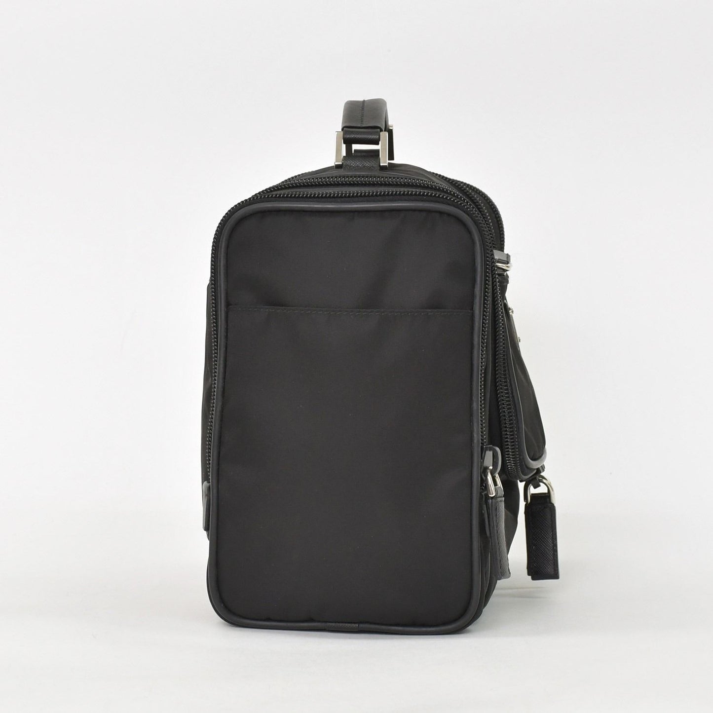 Prada Re-Nylon Travel Bag Carry on Pouch Nylon Saffiano Leather Triangle Logo — view 4