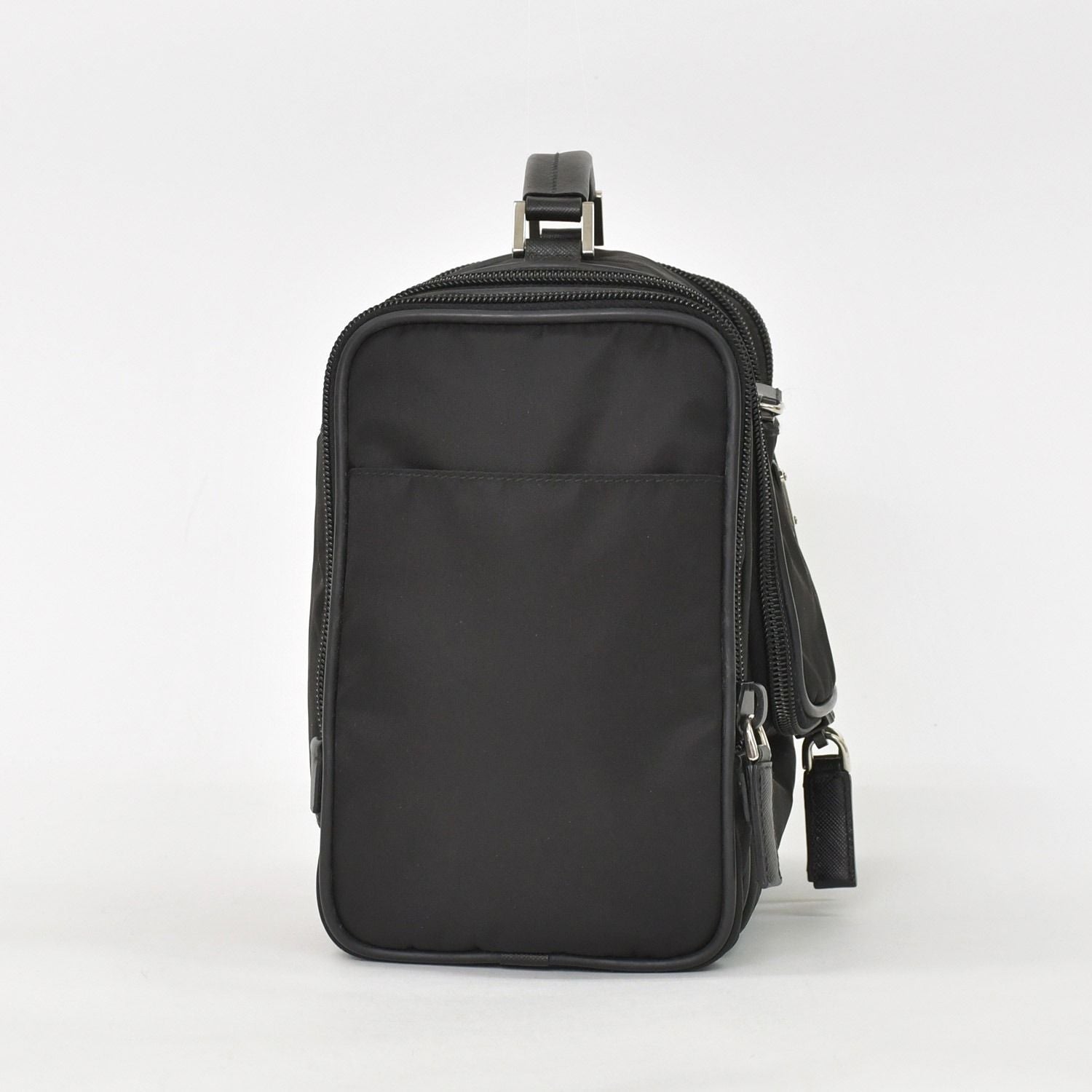 Prada Re-Nylon Travel Bag Carry on Pouch Nylon Saffiano Leather Triangle Logo — view 4