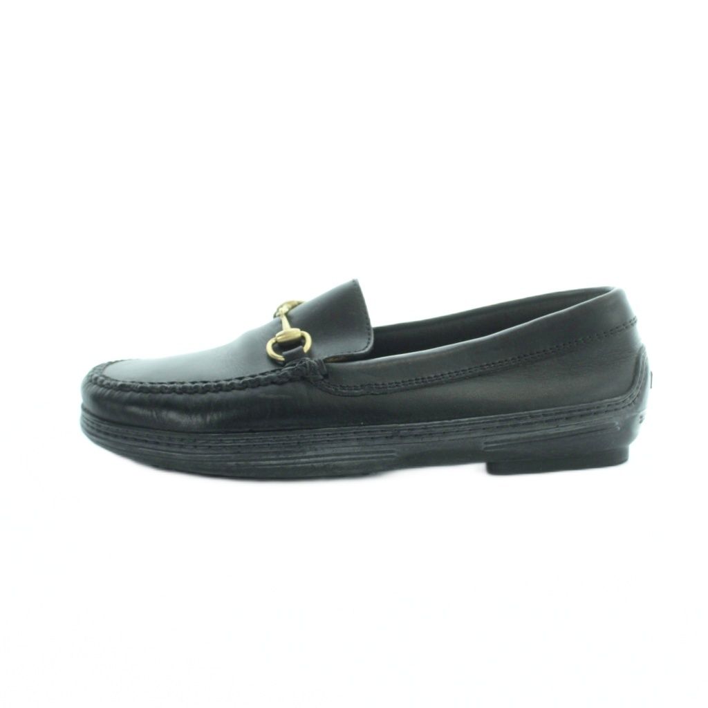 Gucci Loafers Leather Horsebit Square Toe Logo Black 6.5 — view 2